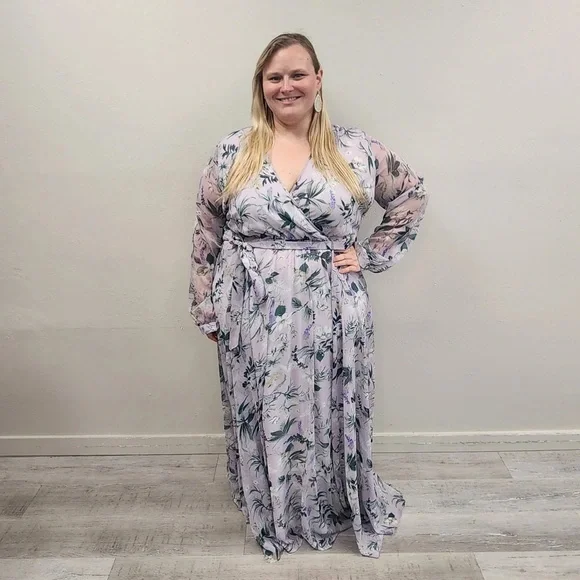 Ivy City Lavender Fields Floral Maxi Dress - Size 3X - Picture 2 of 7